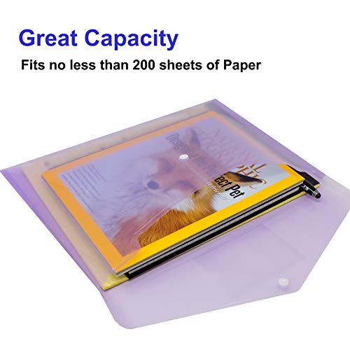 Youngever Pacote com 21 envelopes plásticos de poliéster, pastas de documentos transparentes, envelo