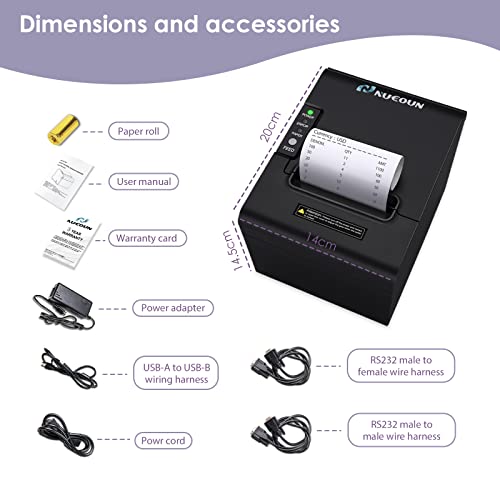 Nucoun Receipt Printer Vcp-80 80Mm Thermal Receipt Printer, Serial Usb Network Cash Box Interface (80 Mm)；Connect Vc-7 Vc-3 Bill Value Counter #TOP5