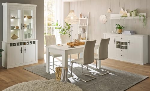 Furn.Design Wohnwand in weiß Pinie Landhaus, Wohnkombination 4-teilig mit Soft-Close-Funktion und viel Stauraum, Fiastra – Bild 7