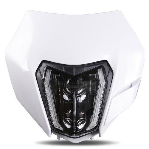 Image of RAMJET4X4 LED Motorcycle Headlight Dirt Bike DRL Headlamp with Bezel Compatible With Motocross Pit Bike Enduro ATV Supermoto 150 250 350 450 500 SX XCW EXC SXF XC SMC R 690