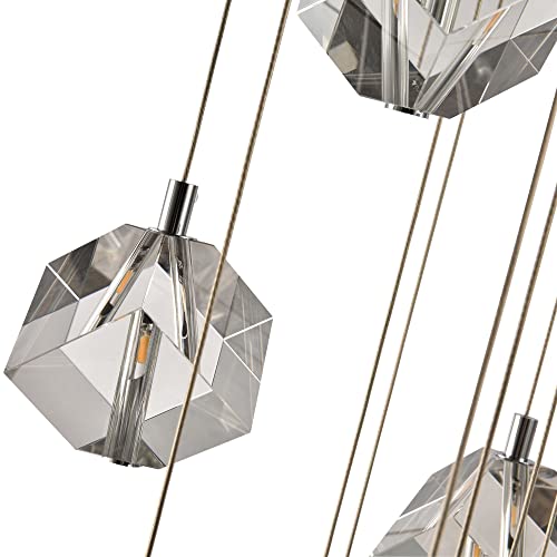 Yaskina Cube Crystal Cluster Chandeliers, 3-Light Cut Crystal Pendant Lights, 9W Modern Square Crystal Pendant Hanging Light, Raindrop Crystal Chandelier Light Fixture For Kitchen Island #TOP6