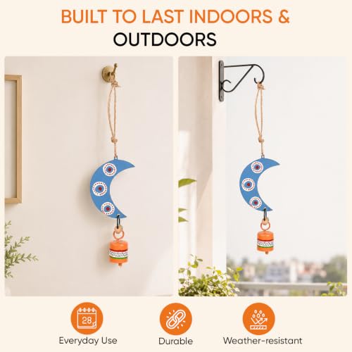Image of Aakriti Art Creations Wooden & Metal Wind Chime Multicolor | Handmade Decorative Windchimes for Home | Wind Chimes for Balcony, Garden, Living Room | Feng Shui Wind Chime Home Decor