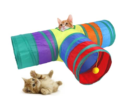 Cat Tunnel Rabbit Tunnel Toy Foldable 3-Way Tube for Indoor Cats Small Animal Activity Tunnel 3-Way Tube