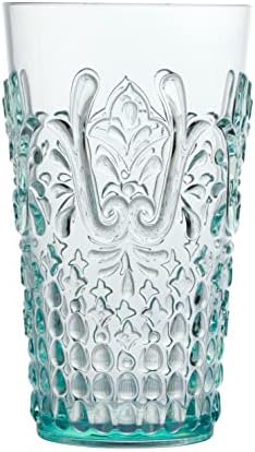 KLIFA- BLOIS- 20.5 ounce, Set of 6, Acrylic Highball Drinking Glasses, BPA-Free, Stackable Plastic Drinkware, Dishwasher Safe Cups, Light Teal