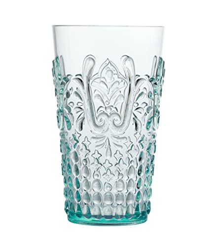 Klifa- Blois- 20.5 Ounce, Set Of 6, Acrylic Highball Drinking Glasses, Bpa-Free, Stackable Plastic Drinkware, Dishwasher Safe Cups, Light Teal #TOP2