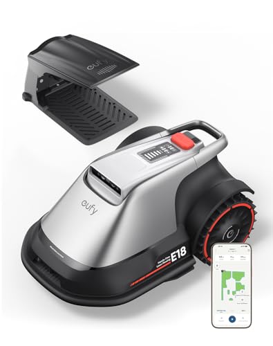 eufy E18 Mähroboter ohne Begrenzungskabel, Keine Signalausfälle, Kein RTK, TrueVision Technologie, GNSS System, Garten bis 1200m², Präzisionsrandschnitt, Hindernisvermeidung, App-Steuerung