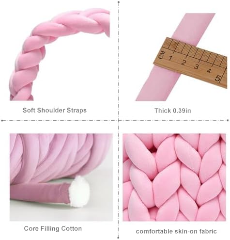 Miniatura 4 de Bolsas de mano tejidas a mano para mujer, bolso de hombro de punto de hilo grueso, bolso trenzado hecho a mano