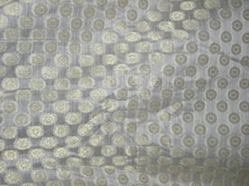 Organza de soie crème au motif jacquard doré poétique pour créations romantiques uniques