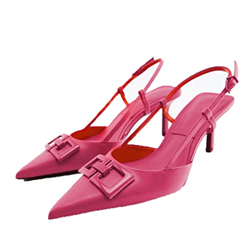 Sandales slingback à talon moyen pour femme chaussures de bureau pointues