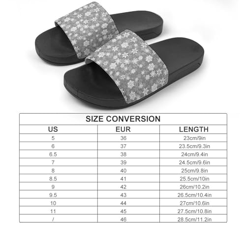 White Snowflakes Gray Christmas Womens Slide Sandals Non Slip Summer House Slippers for Girls Slip-on Flip Flops2