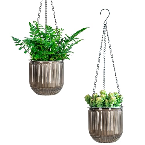 Calvalor 13.5cm 2er Set hängepflanzen Topf Hängeblumentöpfe aussen Hängeampel außen blumenampel hängend innen hängetopf für Pflanzen Hängetöpfe hängender blumentopf