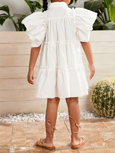 Floerns Toddler Girls Layered Hem Frill Puff Short Sleeve High Waist Tunic Dress2