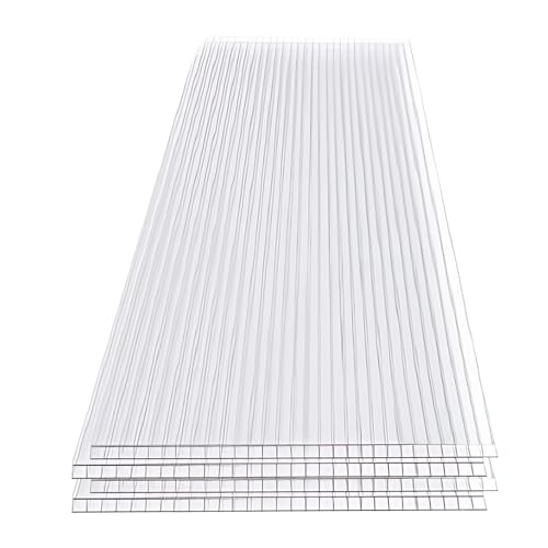 Lesolar KM0309 14Pcs Polycarbonate Greenhouse Panels 2Ft X 4Ft Twin-Wall Clear Roof Panels For Greenhouse Outdoor Garden Waterproof & Uv Protection Polycarbonate Sheets Roof Covering Supplies cover