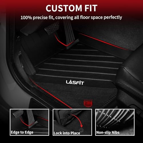 Image of LASFIT Floor Mats & Cargo Mat for BMW X3 Gas 2018-2024 30i /M /M40i /M | Not Fit X3 30e or Luggage Compartment Package, All Weather TPE Full Set Floor Liners with Cargo Mat, Black
