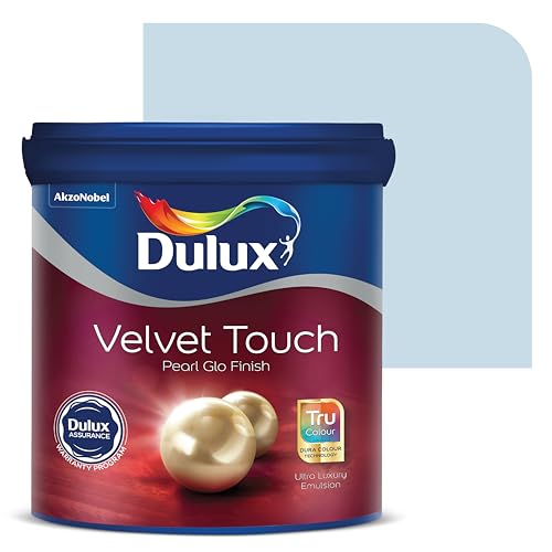 Image of Dulux Velvet Touch Pearl GLO Interior Emulsion Paint (1L, Baby Blue) - Luxurious soft-sheen wall paint, highly durable, washable, rich, intense colors, with 6-year warranty
