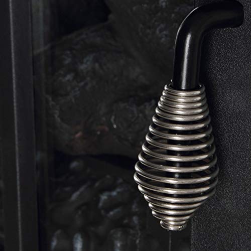 Della 17 Inch 1400W Compact Freestanding Portable Electric Fireplace Stove Heater With Realistic 3D Flame Effect, Infrared Quartz Indoor Heat, Faux Logs - Black #TOP4