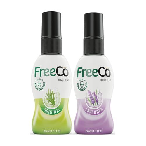 Freeco Anti-Odeur WC (Before You Go) - Spray aux Huiles Essentielles Naturelles. Idéal pour Maison, Bureau, Resto et Voyage. Pack mix de 2x60ml, Parfum Agrumes & Lavande