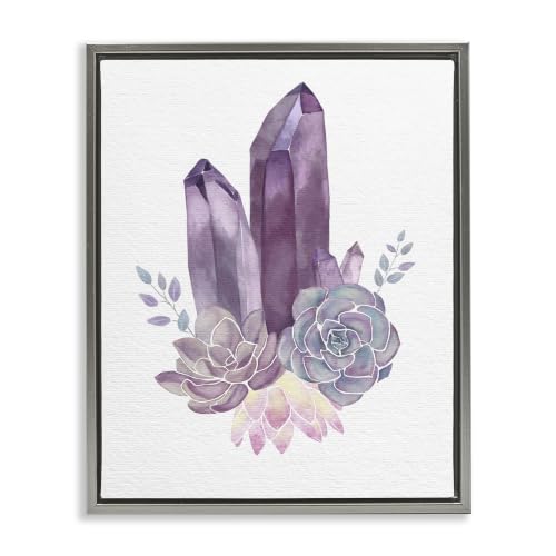 Succulent Crystal Flower Watercolor, 25 x 31 Inch Canvas in Floater Frame