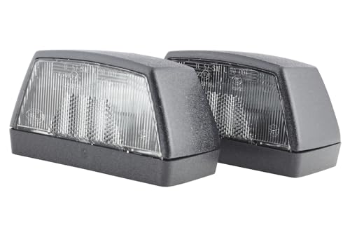 HELLA 2KA 003 389-061 Luce targa, Alogeno, 12, 24V, Montaggio, esterno, Raccordo a vite, Colore diffusore luce: cristallino, Spina: Spina piatta, posteriore, Sx, Dx