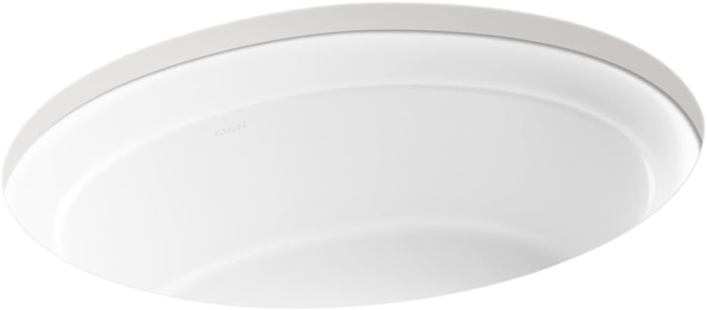 White Ceramic Oval Undermount Bathroom Sink