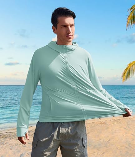 Image of PINSPARK Men's UPF 50+ Full Zip Up Sun Protection Hoodie Jacket Long Sleeve Lightweight UV Shirts for Men Hiking Fishing