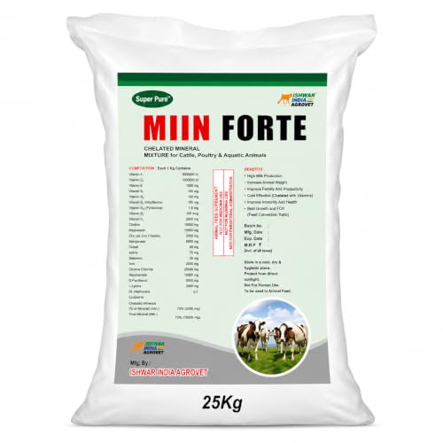Image of MIIN Forte Pouch Pack | Mineral Mixture Powder for Cattle, Buffaloes, Goats & Sheep | Boosts Milk Yield, Growth, Immunity Booster | Powerful Chelated Minerals Mixture (25Kg)