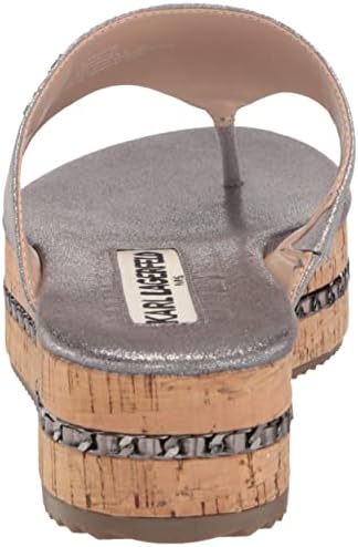 Karl Lagerfeld Paris Women's Adalina Platform Sandal Flat, Gunmetal, 10 | Image 2