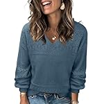 Messic Womens Pullover Sweaters 2024 Casual Long Sleeve V Neck Lightweight Loose Knit Tops