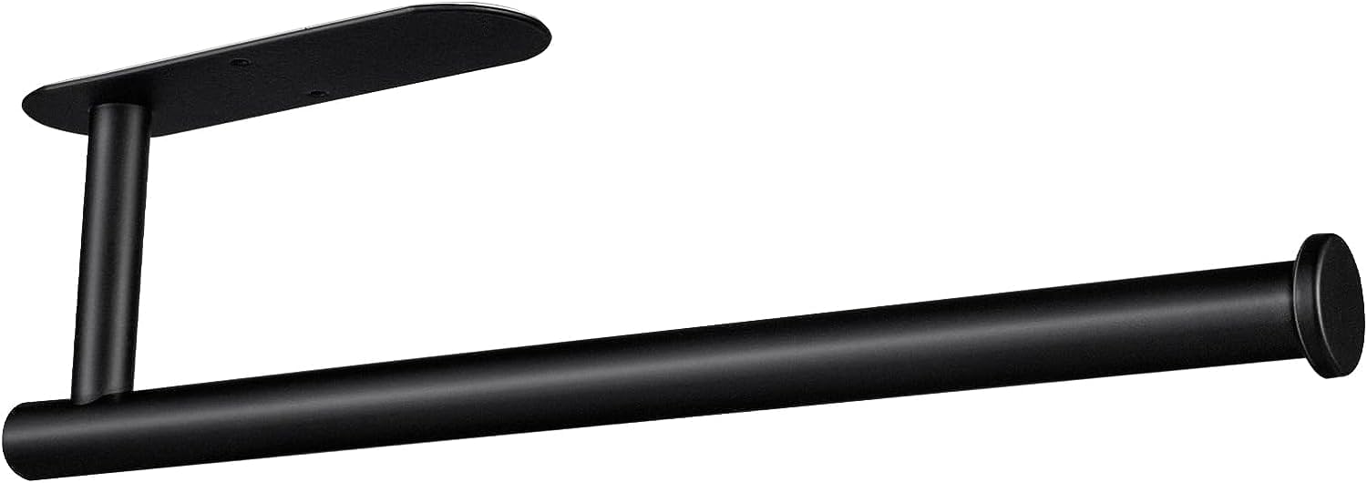 Paper Towel Holder Under Cabinet, Paper Towel Holder Wall Mount for Kitchen and Cabinet, Both Available in Adhesive and Screws,Stainless Steel (Black)