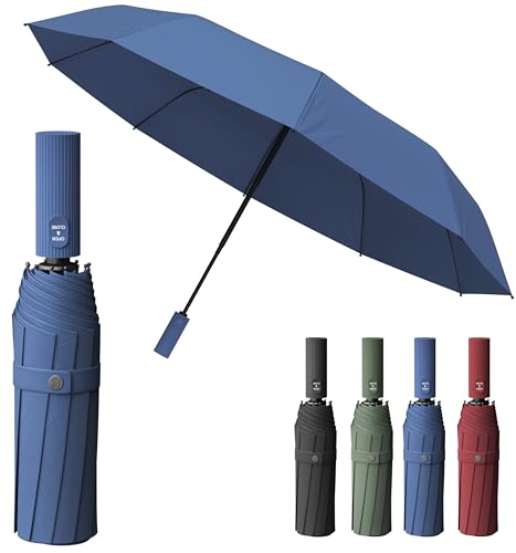 Sapor Design Paraguas mini, protección UV, resistente a las tormentas, ligero, pequeño, compacto, con apertura automática, mujeres y niños, paraguas de bolsillo azul con estilo