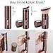 Makeup Brush Kabuki Face Brushes Retractable Travel Blush Kabuki Brush Portable Flawless for Foundation, Powder Blush, Bronzer, Buffing, Liquid, Cream, Cruelty Free with Cover(Brown)