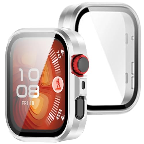 YAODLE HUAWEI WATCH FIT 4 Pro �J�o�[ PC�f�� HUAWEI(�t�@�[�E�F�C) WATCH FIT 4 Pro �P�[�X �K���X�t�B������̌^ �S�ʕی� ��d�\�� �h�o ���{���Ɏq�� �L�Y�h�~ �y��(�V���o�[)