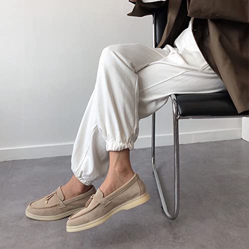Celbreez Flats Loafers Comfortable Loafers For Women Round Toe Suede Lightweight Slip-On Moccasins Shoes Classic Casual Driving Penny Loafers Apricot #TOP4