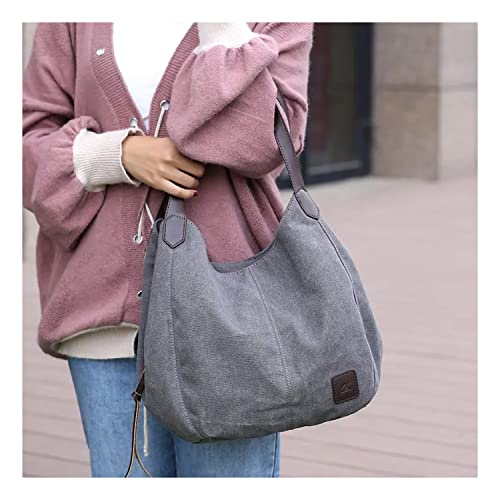 Image of HUGGI Hobo Bags for women | Canvas Material with improve strap & zipper | Elegant hand bag for women in office, function | 33 x 12 x 32 cm (canvas Blue)