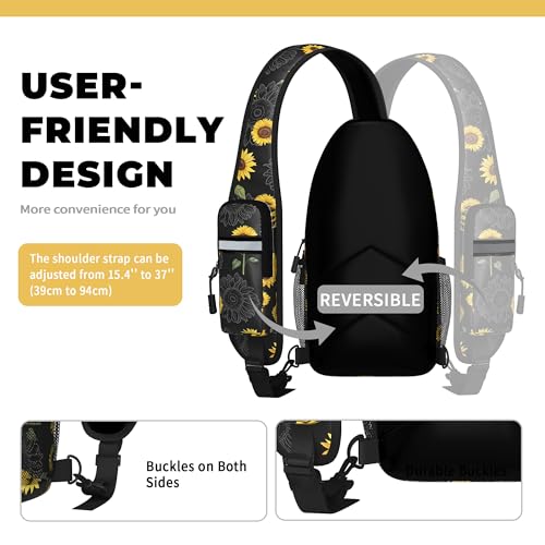Image of Sunflower Sling Bag For Women Men Small Crossbody Bags Mini Water Resistant Casual Chest Bag Backpack Shoulder Daypack For Travel Hiking