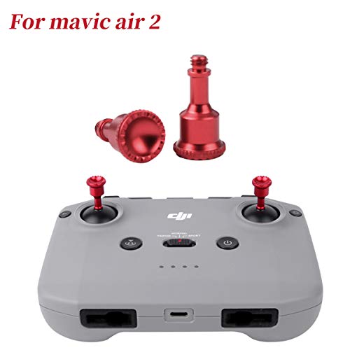 GEEMEE Joystick Thumb Stick para dji Mavic Air 2, Joystick Thumb Stick en Aleación de Aluminio Transmisor Pulgar Control de Reemplazo Balancín para dji Mavic Air 2 Accessories (Rojo) -2 Piezas