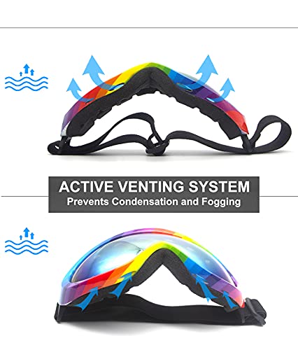 Hallwayee Ski Goggles Outdoor Motorcycling Goggles Anti Fog Glare Adjustable Strap Snowboard Goggles For Adults Kids Youth For Outdoor Sport Skiing, Snowboarding, Skating, Motorcycling, Cycling (Colorful Stripes) #TOP3