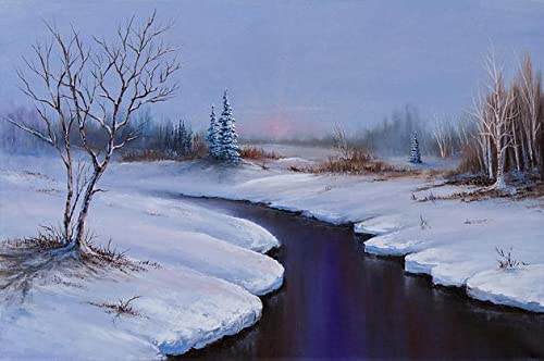 DIY 5D Diamond Painting Winter Stillness by Number Kits for Adults Round Diamond Art Painting Gem Art Crystal Embroidery Cross Stitch Arts Craft Supply for Home Wall Decor 12X8IN