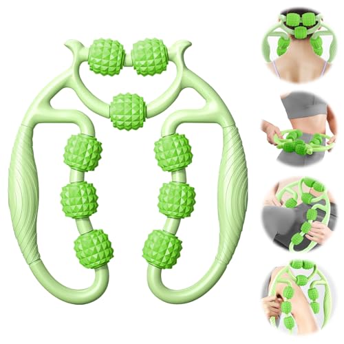 Taozoey Rodillo Masaje Muscular, Rodillo Masaje Piernas, Rodillo de Masaje Muscular de 360°, Rulo Masaje Muscular, para Pierna Cuello Masajes Muscular Fitness (Verde)
