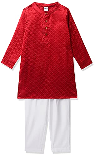 Image of Amazon Brand - Jam & Honey Boy's Cotton Festive Printed Kurta & Pant Set Which Is Both Comfortable And Stylish