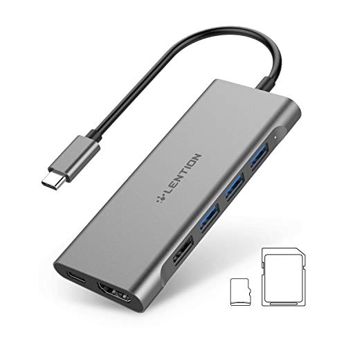 LENTION USB C Multi-Port Hub with 4K HDMI, 4 USB-A, SD 3.0 Card Reader, Type C Charging Adapter Compatible 2020-2016 MacBook Pro 13/15/16, New Mac Air/Surface, Chromebook, More (CB-C36, Space Gray)