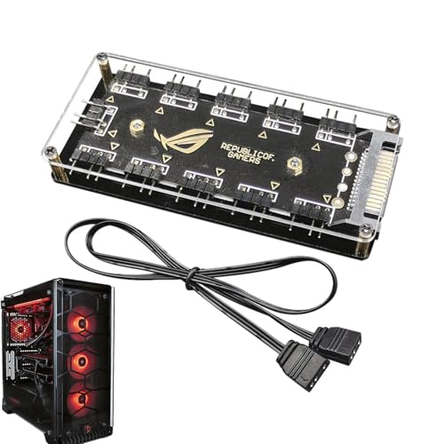 Cable Divisor Argb - Hub De 11 Puertos 5 v 3 Pines, Gran Compatibilidad, Diseño Compacto, Pc De Escritorio, Corriente Estable, Fácil Instalación | Extensión De Luz Rgb Para Ventiladores De Chasis De P