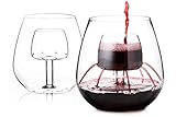 Stemless Aerating Wine Glasses (Set of 2) by Chevalier Collection β Patented Wine Glasses with Built In Aerator