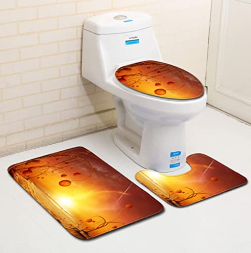 Badematten Set 3 Teilig,Toilettenmatte Set,3Er Badgarnitur Badezimmer Matte Set Dusch Bade Matte Vorleger Teppich 3D…