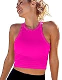 AngiMelo Womens Sports Bra Workout Crop Top Padded Yoga Gym Tank Sleeveless Running Shirts Racerback