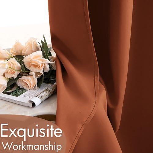 Image of MIULEE Rust Blackout Bedroom Curtains Drapes 96 Inch Long 52 inchx96 inch | Grommet Top, Room Darkening Window Drapes, Privacy Protection, Thermal Insulated, Heat Blocking, Light Blocking