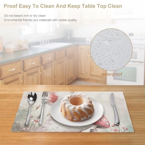 Sets de table en PVC gris et vert chic | Lot de 4 design et durables - 5