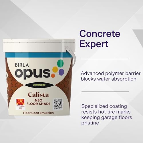 Image of Birla Opus Calista Neo Floor Shade Exterior Floor Paint (1L, Heaved Sigh Color, Soft Sheen Finish) | Water, Hot Tire Mark & Abrasion Resistant | For Porch, Patio, Garage, Concrete Driveway, Tiles