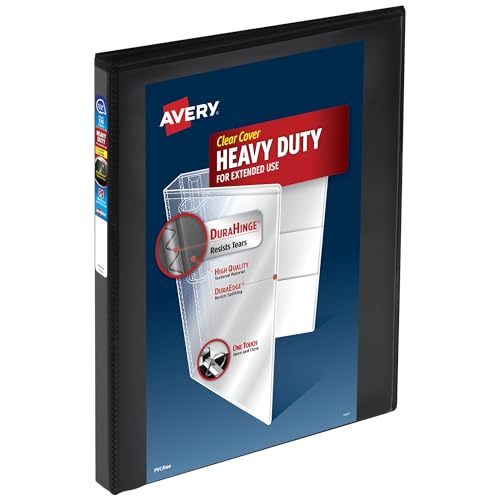 Image of Avery Heavy-Duty 3 Ring Binder, 0.5 inch Slant Rings, 1 Black Binder
