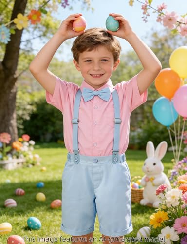 Image of A&J DESIGN Baby Boys Gentleman Suit, 2Pcs Outfit Shirt & Pants